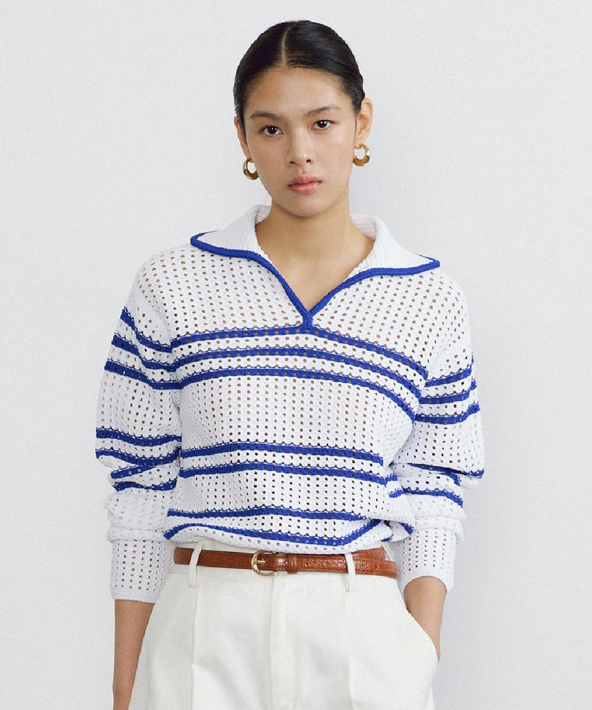 Baniseunyuyog Colin Crochet Collar Pullover Blue