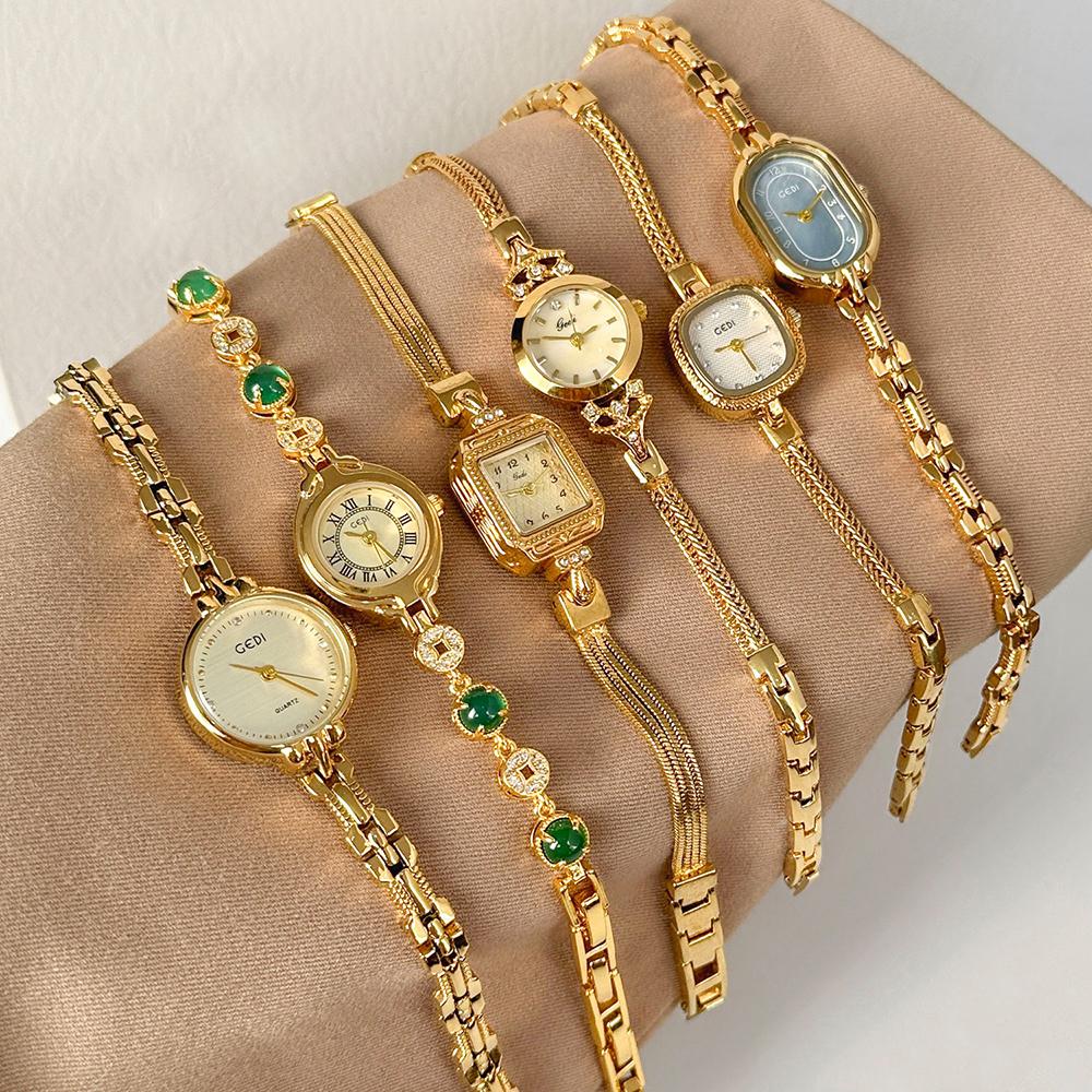 Montre Femme GEDI Vintage Gold Woman Watch Oval Mother of Pearl Dial Quartz Elegant Golden Bracelet Women Wristwatch Reloj Mujer