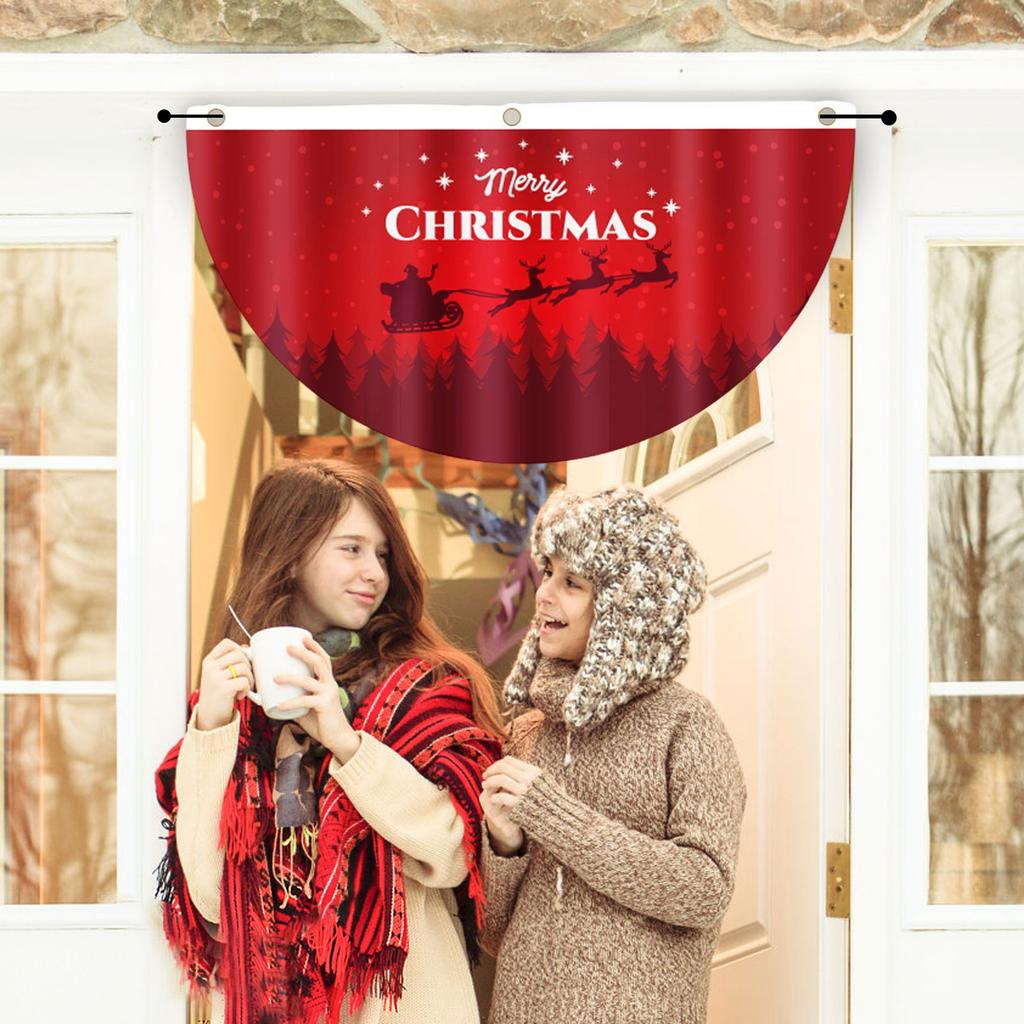 Christmas Bunting Flags, Outdoor Fan Shaped Christmas Print Hanging Bunting Flag Banners For Xmas Party Yard Garden Home Decor