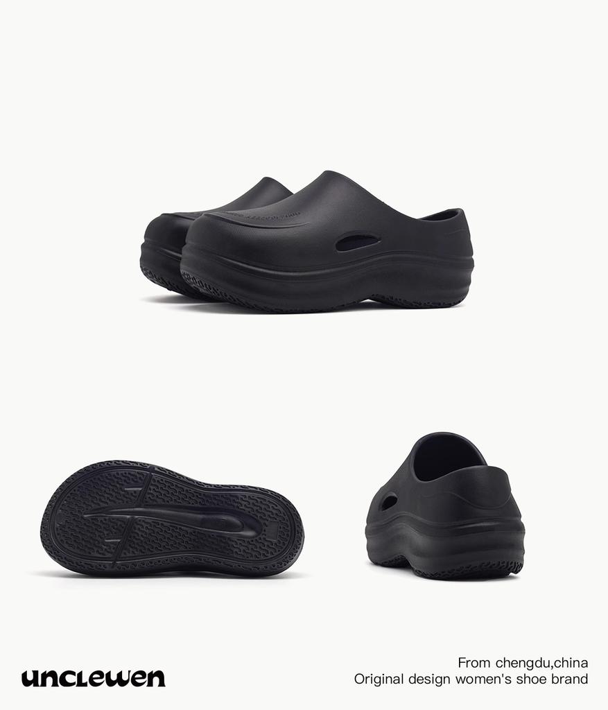 2025 new MULE platform hole shoes cool slippers chef muller shoes women heighten bag head stepping on shit feeling