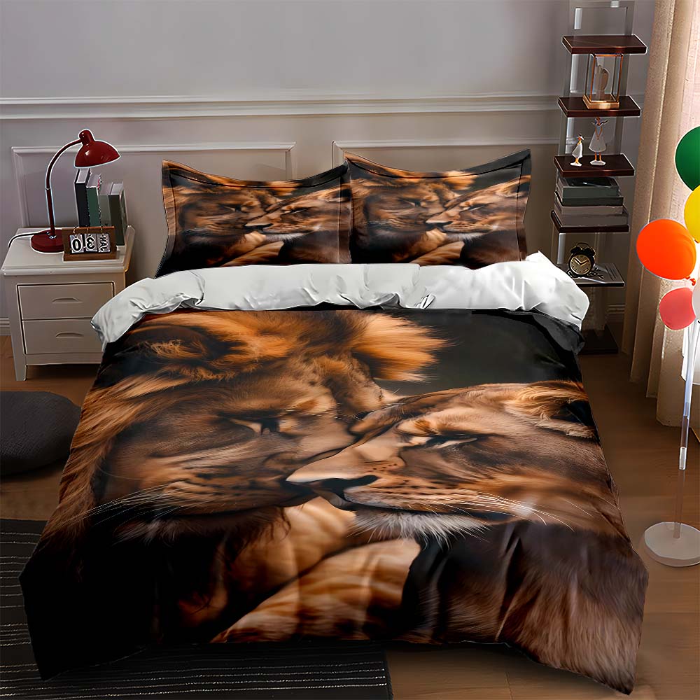 

Lions affectionately nuzzling. Bedding Duvet cover sets Duvet covers Pillowcases gifts (1 * Duvet Cover 2 * Pillowcases, without duvet insert) 135x200cm