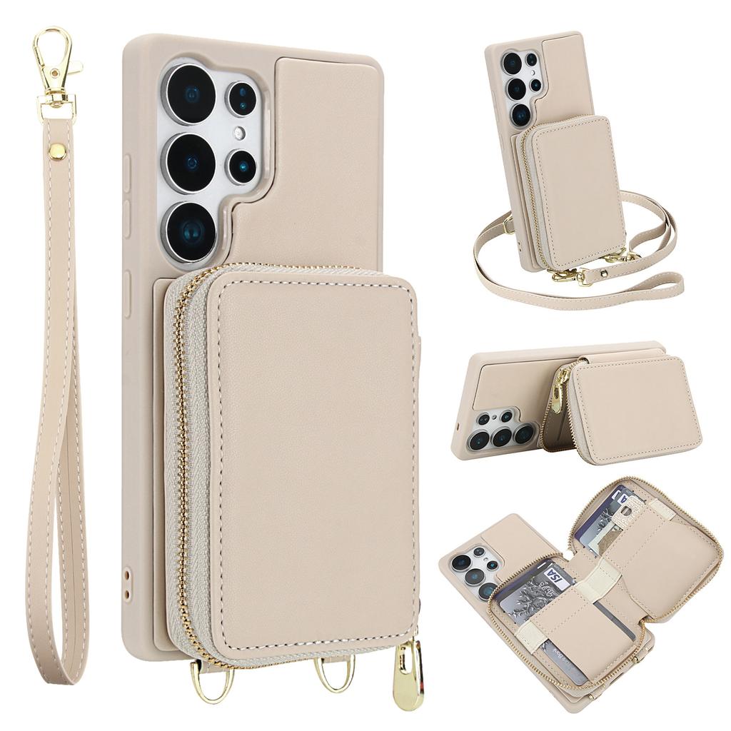 Samsung S25 Ultra Multi Function Leather Case A16 Card Phone Case Crossbody Zipper Mobile Phone Case