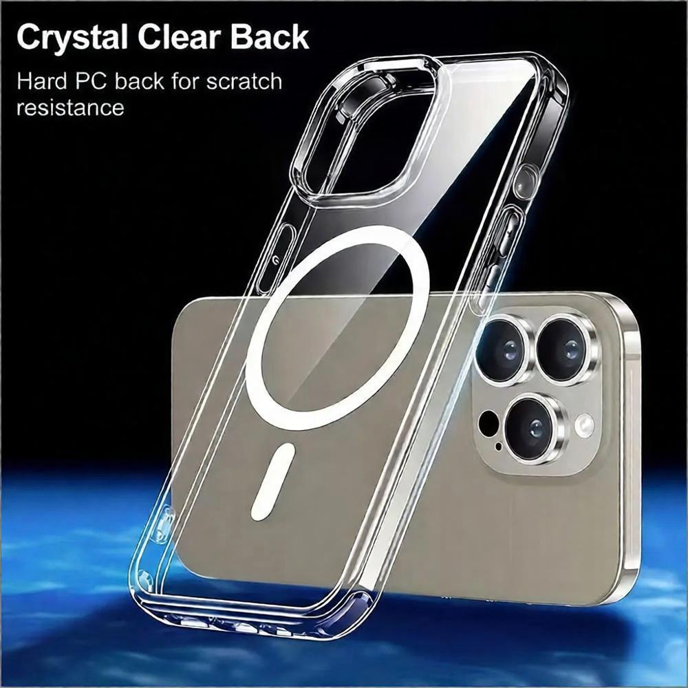 Luxury for Magsafe Clear Phone Case for 17 16 15 14 13 Pro Max 17Pro Shockproof Hard Cases for iPhone17 15 Pro Max Cover