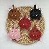 Keychain Pendant Imitation Leather 3D Piggy Shape Key Pendant with Metal Ring Anti-Slip Lanyard Bag Charm Accessory