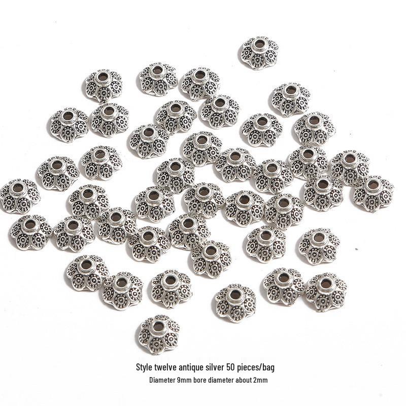 Handmade Antique Silver Flower Spacer Beads for DIY Bracelets & Hair Accessories