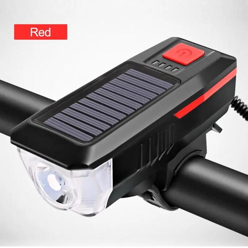 3 Modes Solar Bicycle Front Light With Horn USB Rechargeable Led Mountain Bicycle Lamp Bell Headlight Bike Light 7