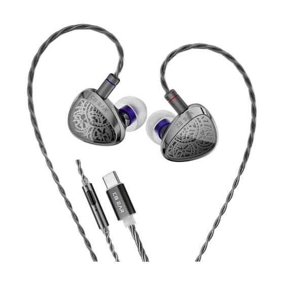 KBEAR TB-X earphones typec earphones wired type c monitor earphones 10mm dual chamber DD vapor deposited carbon fiber diaphragm earphone style type c