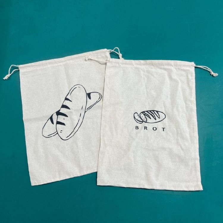 Sustainable Packaging Pouch Functional Linen Drawstring Bag for Bread and Fruits
