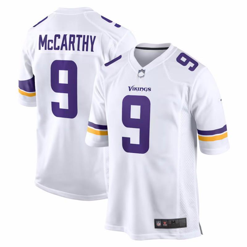 NFL Minnesota Vikings 18 Jefferson 9 McCarthy Morado Blanco Bordado Camiseta de Fútbol para Hombre Manga Corta Ropa Deportiva