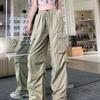 American Retro Tooling Slacks Drape Straight Beam Foot Trousers Summertime Joker Loose Wide Legged Pants