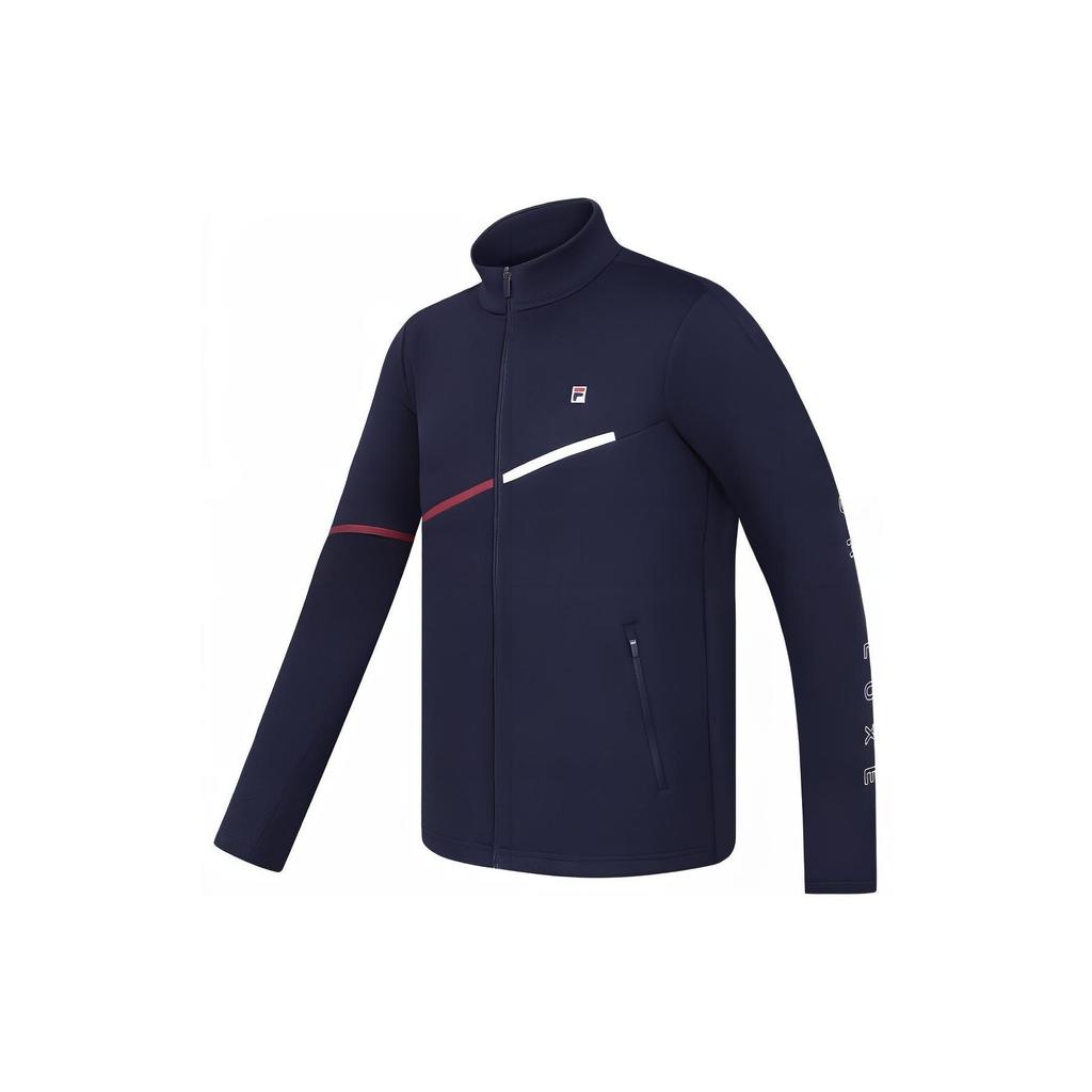 Fila Logo Print Tennis Polo Knit Sports Jacket Men Jackets Dark-Blue A11M333504F-NV