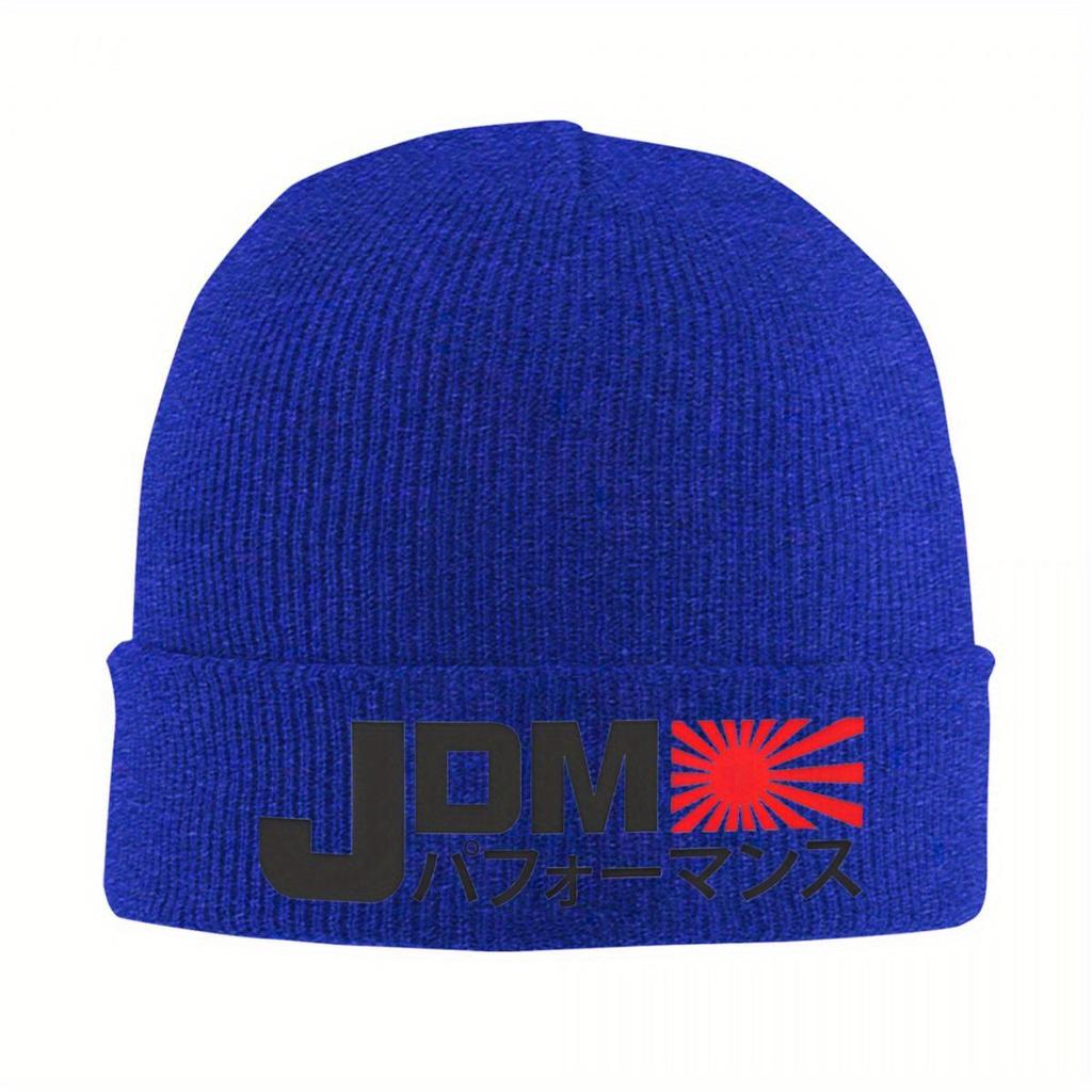 Logo JDM Knitted Hat for Women Men Skullies Beanies Winter Hat Acrylic Drift Car Warm Caps