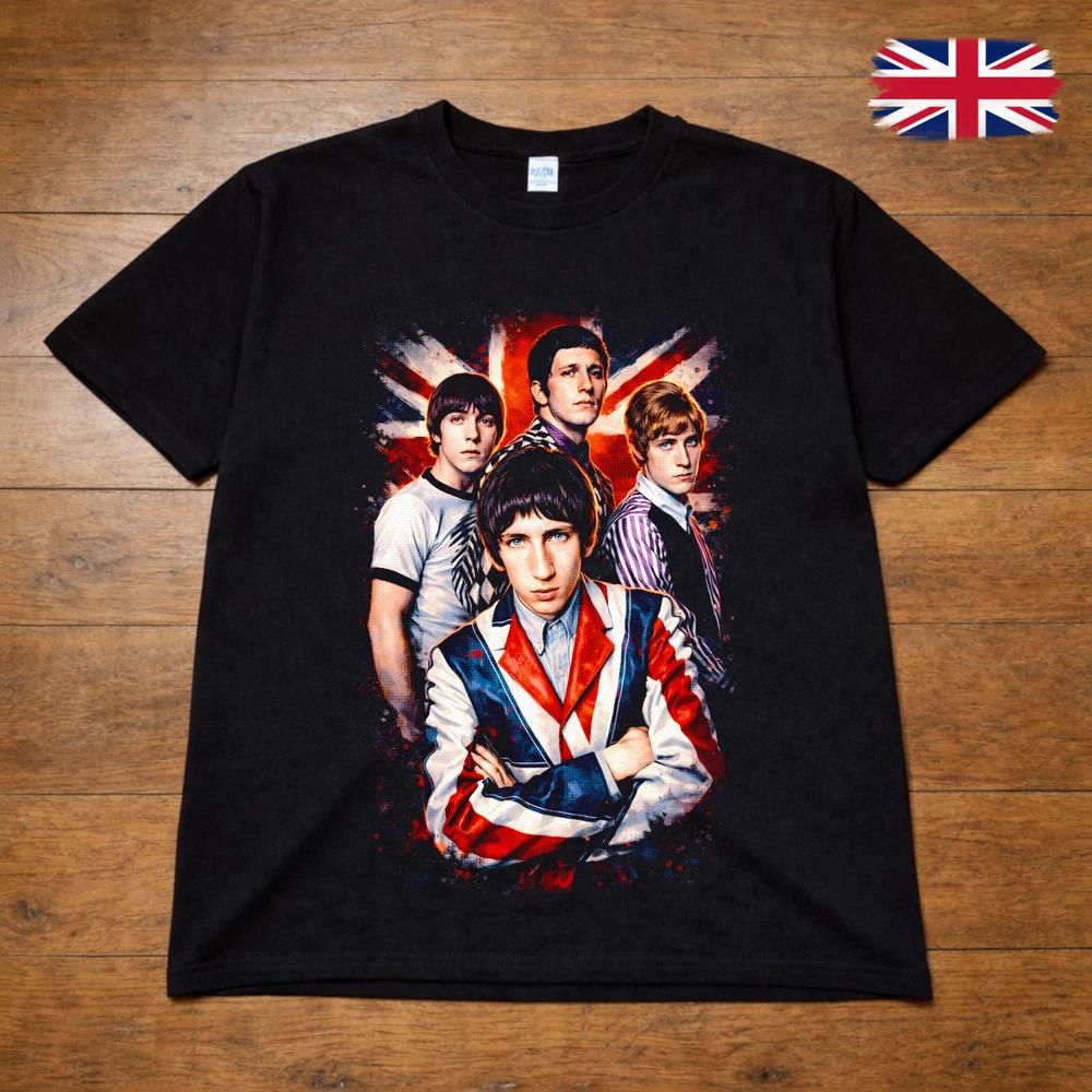 The Who Inspired T Shirt Mod Rock Band UK Flag Retro Music Tee Adults Kids Black 2XL