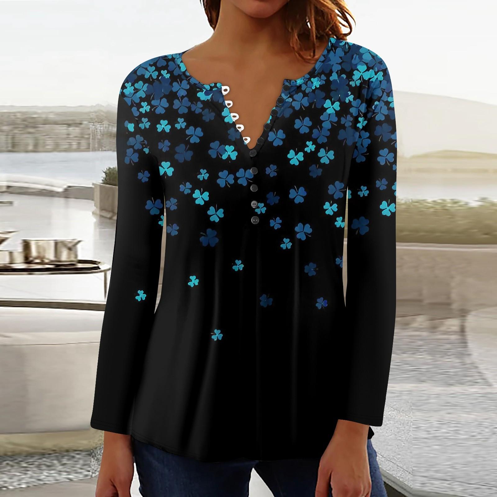 

Женский повседневный топ свободного покроя с длинным рукавом и пуговицами XXXL циан