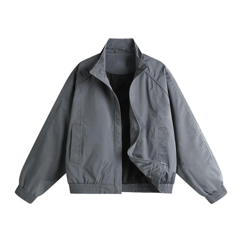 Men S Vintage Workwear Jacket Outdoor Softshell Stand Collar Long Sleeve Solid Color