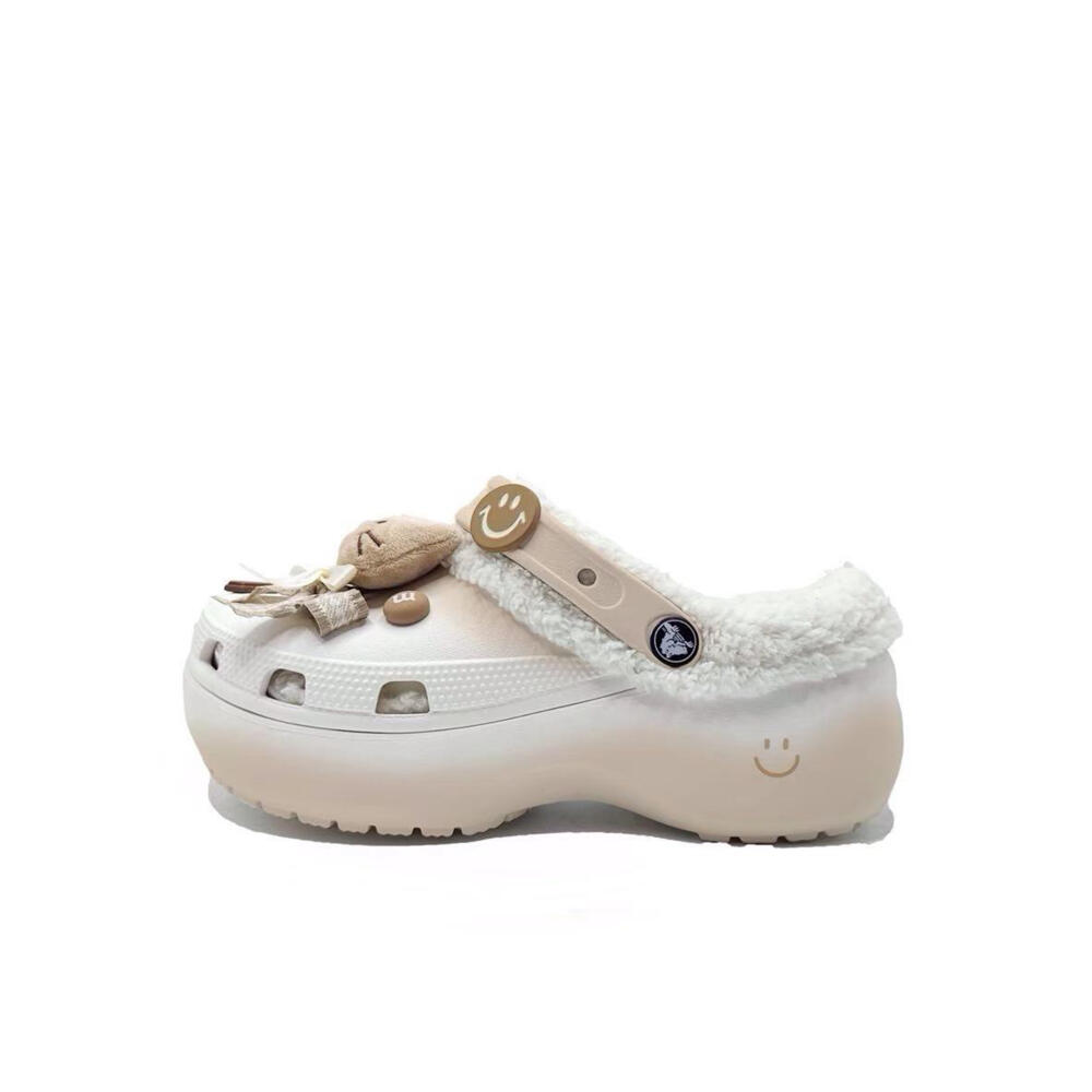 Crocs Classic Platform Clog Snow Melt Bean Paste MH Plan Casual Versatile Fashion Hole Shoes Women's Caramel Colour