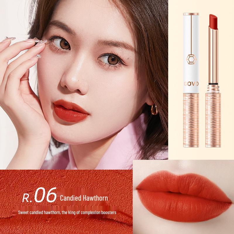 GOVO Velvet Matte Waterproof Lipstick In Cinnamon Milk Tea - Long-Lasting, Non-Fading, Non-Stick, Whitening Effect.