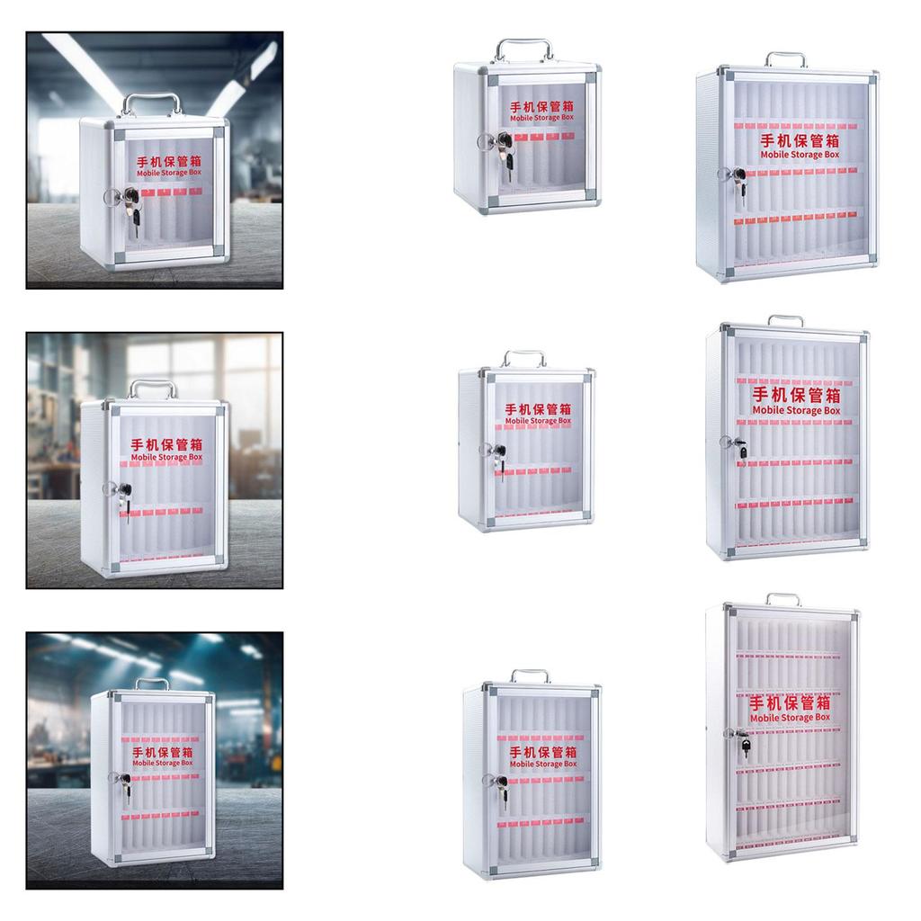 Lockable Mobile Phone Storage Box with Carrying Handle And Wall Mounting, Cabinet,