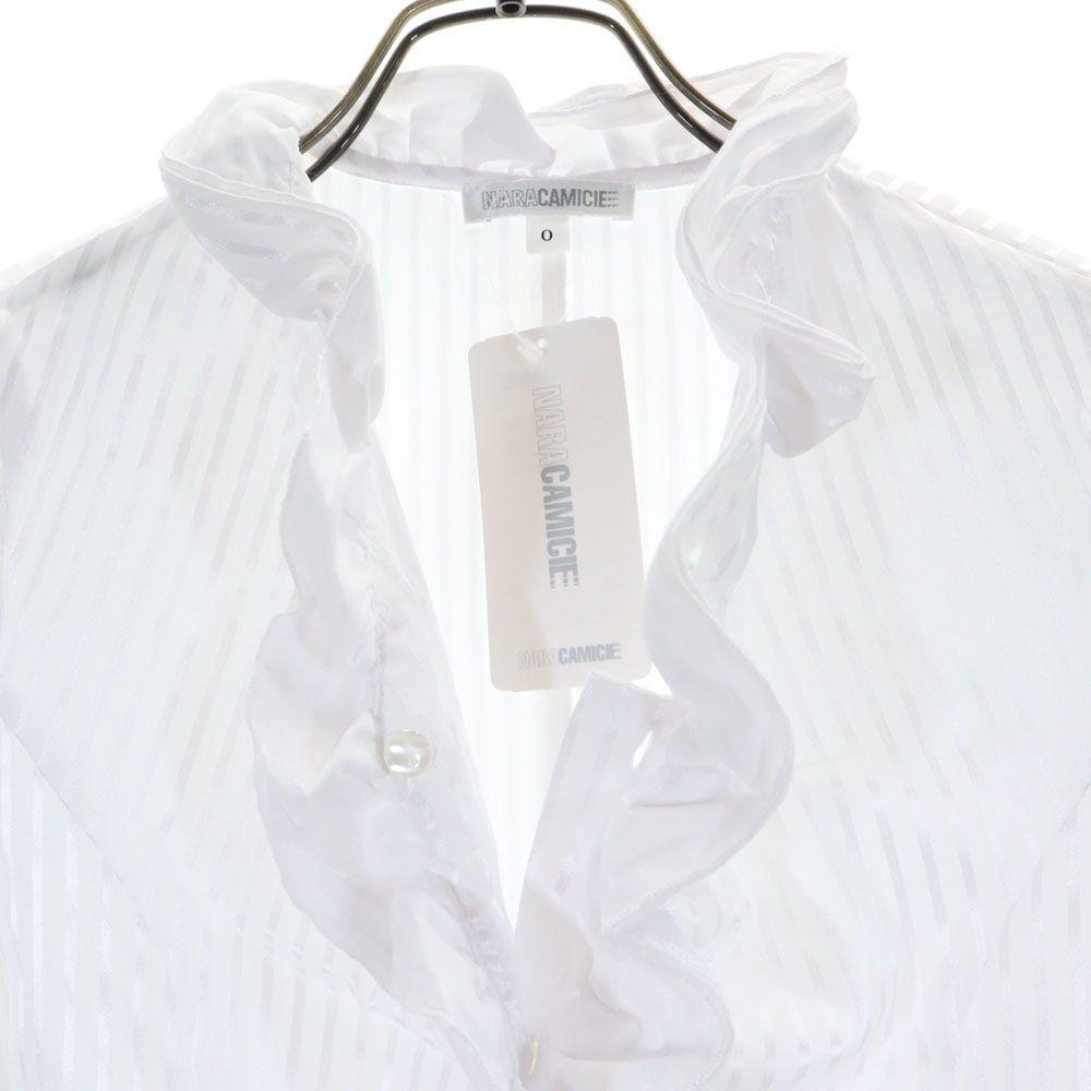 unused NARACAMICIE Striped Pattern Short sleeve Frill blouse Tagged Women Used