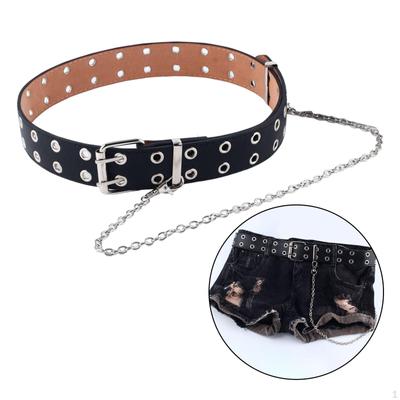 Mode Gürtel Taille Gurt Kleidung Zweireihig Loch Dekoration Abnehmbare Schwere Metall mit Kette
