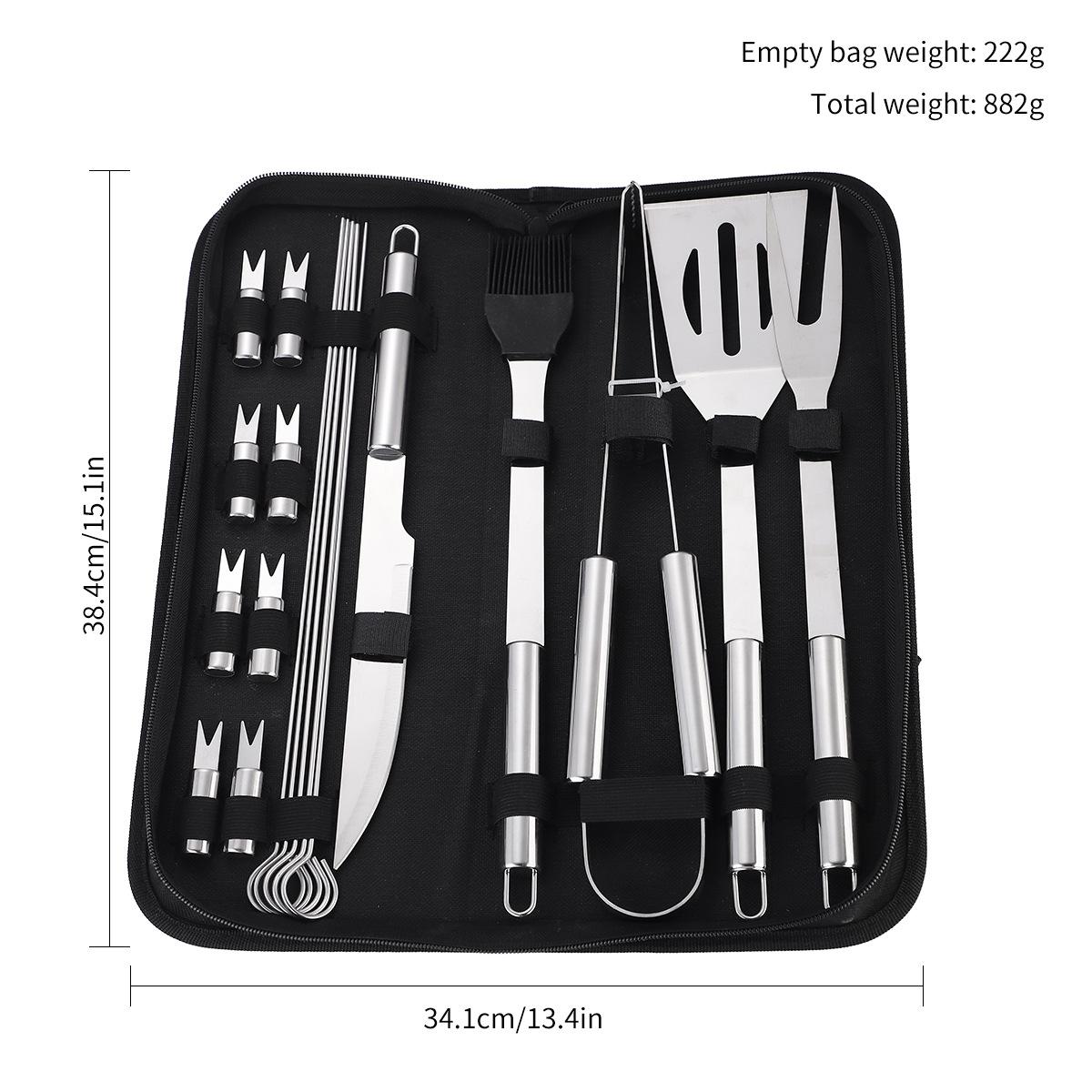 

Принадлежности для барбекю Набор инструментов из нержавеющей стали Портативный уличный гриль Игла Масло Щетка Резак Зажим Посуда Набор из 18 предметов