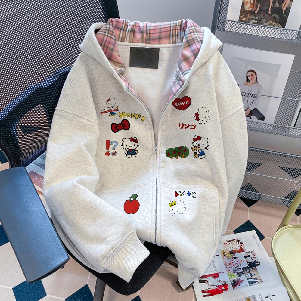 Girls Spring Autumn Korean Block Zip Up Jacket Set Sweet Loose Casual Two Piece Outfit For Big Kids