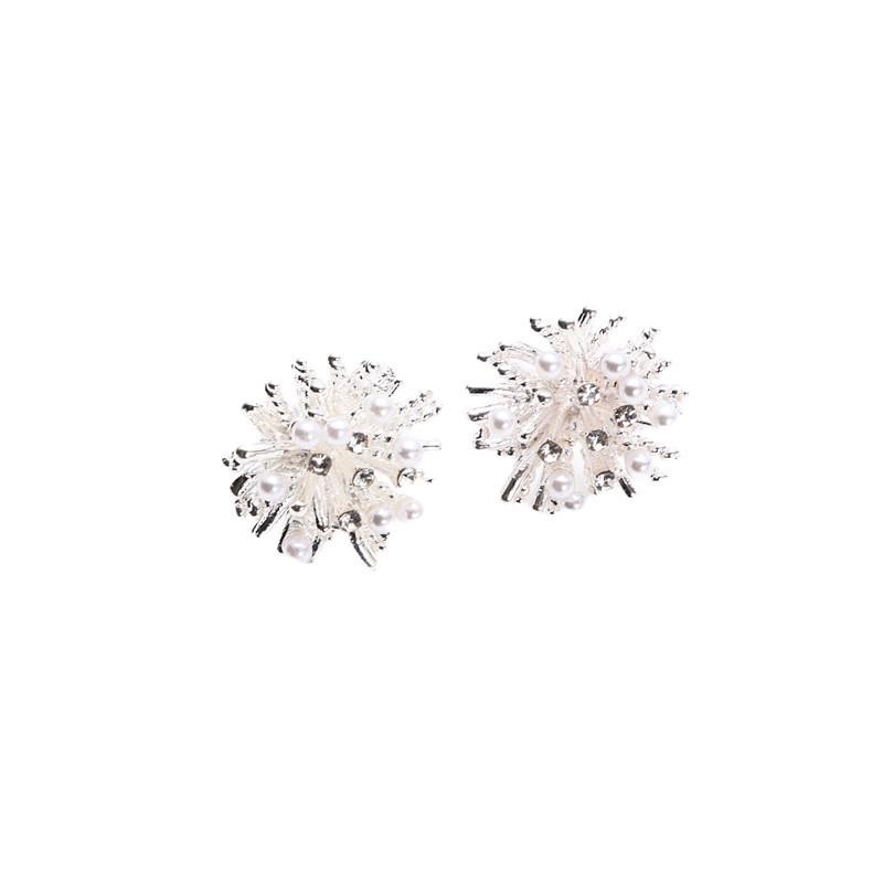 2025 Snowflake Pearl Stud Firework Earrings - Elegant Light Luxury Flower Design