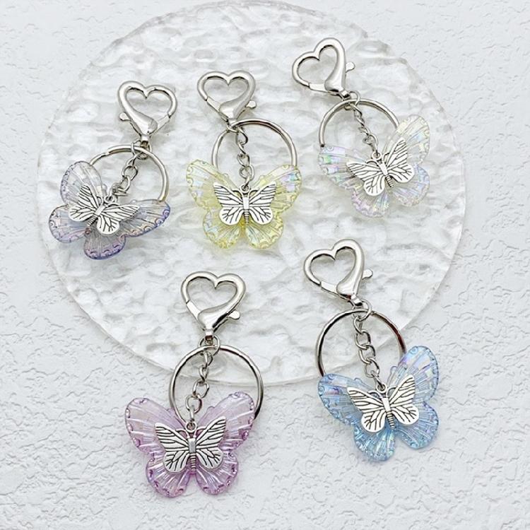 Butterfly Charm Keychain for Women and Girls Transparent Keyring Colorful Key Pendant Acrylic Clear Key Chain Ornament