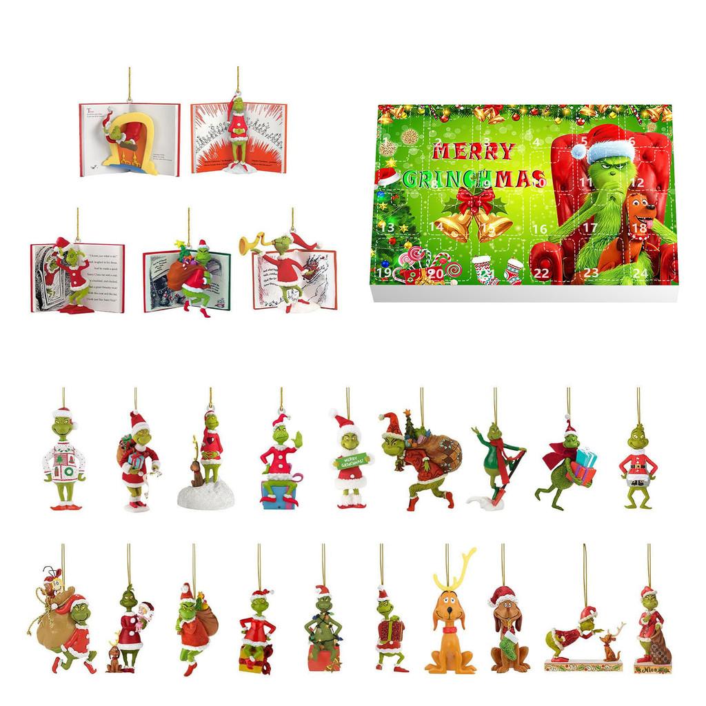 Grinch Christmas Tree Ornament Gift Box With Countdown Calendar For Party Decorations Style L