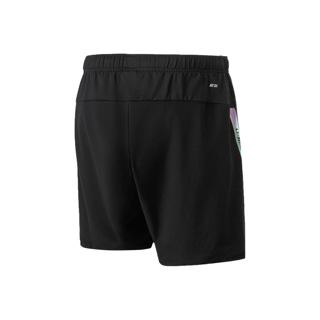 Li Ning Badminton Series Solid Color Logo Quick-Dry Cool Competition Sports Shorts Unisex shorts Black AAPU129-1