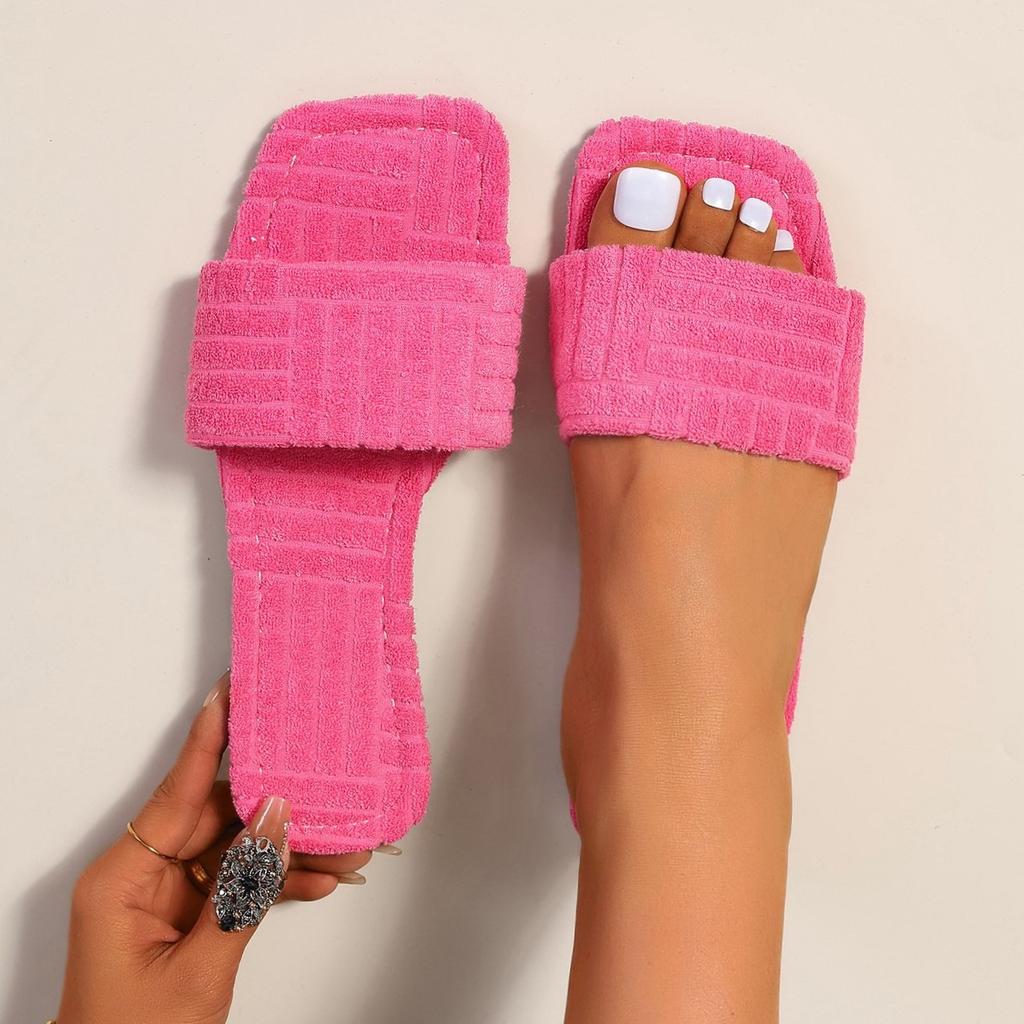 Large Size Flat Slippers Women's New Square Toe Slippers