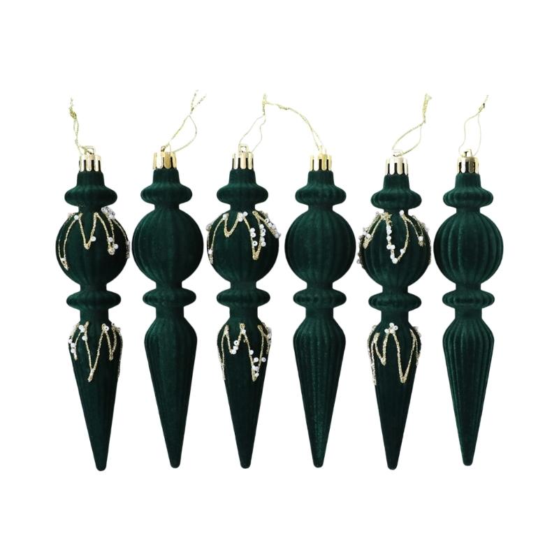 Set mit 6 gerippten Weihnachtsbaum-Anhängern, 18 cm Hängende Auswahl mit texturierter Oberfläche für Kränze, Zuhause und Party-Dekoration