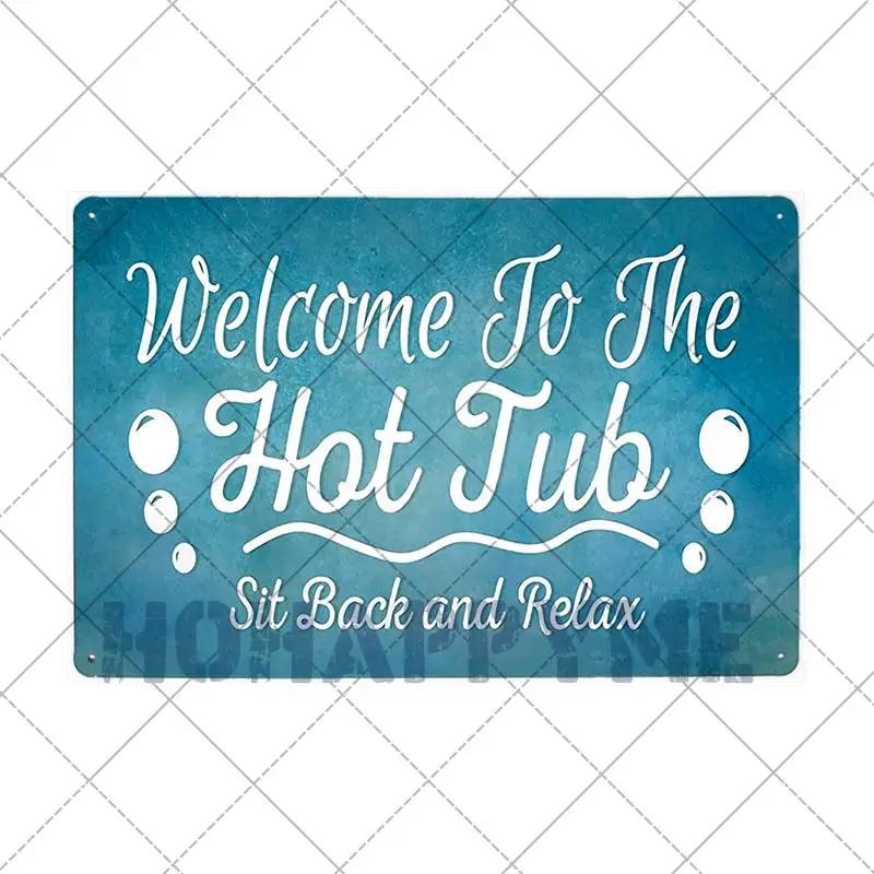 Funny Outdoor Hot Tub Metal Tin Sign Plates Vintage Poster Bathroom Plaques Wall Decorative Retro Home Decor 20*30cm
