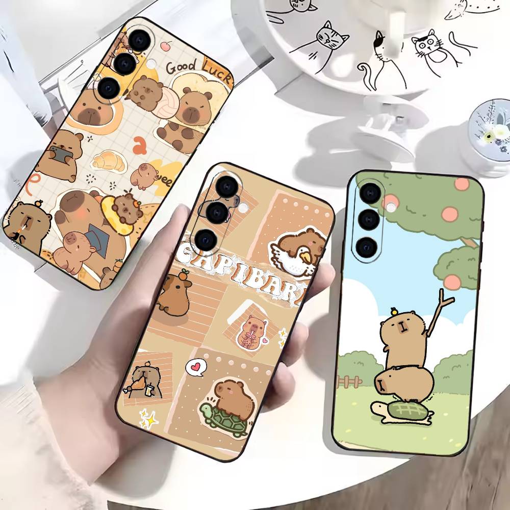 Capybara Cute Cartoon Phone Case For Samsung Galaxy A73,A72,A71,A70,A53,A52,A51,Others Soft Black Cover