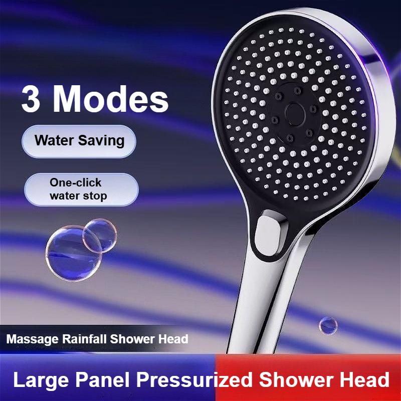 Handheld Shower Head 3 Modes Bathroom Showerhead High Pressure Water Saving Spray Nozzle Massage Rainfall Shower Head
