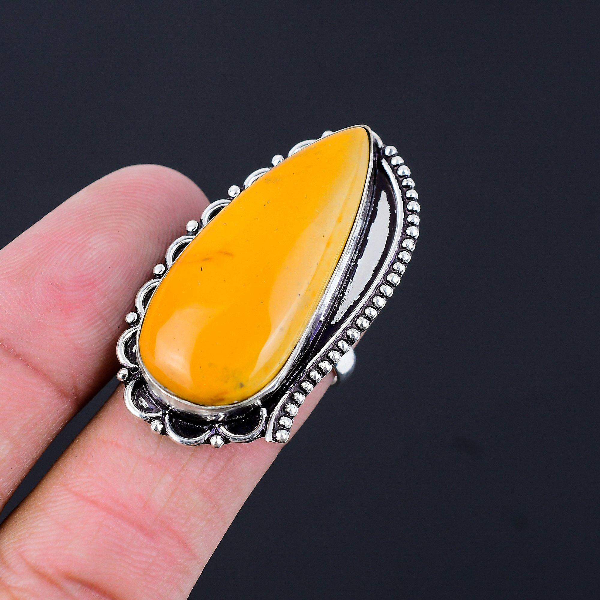 Daughters Day Deal 925 Sterling Silver Pear Natural Mookaite Multi Stone Ring 9