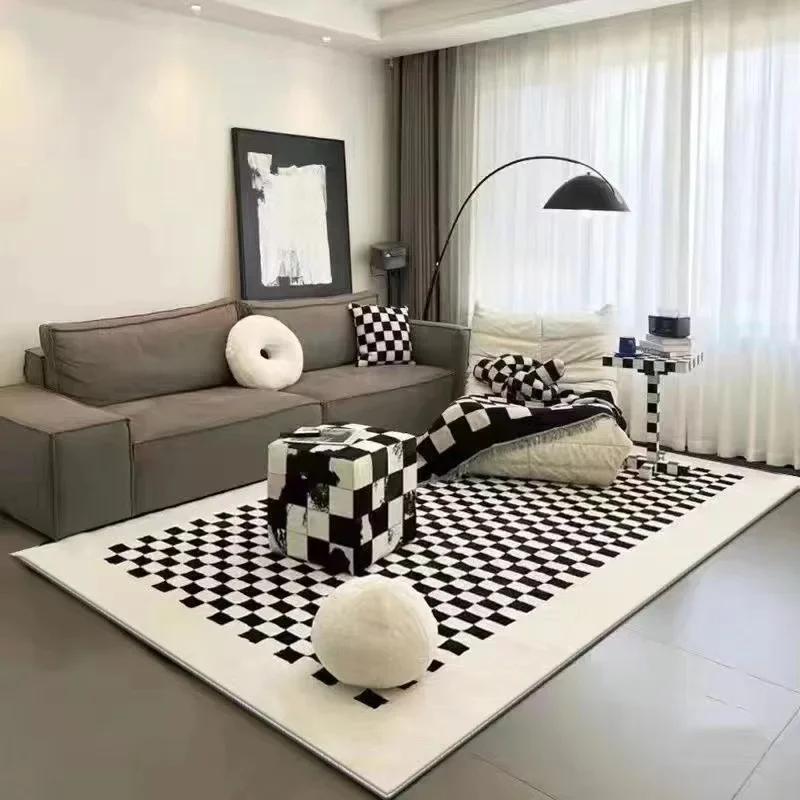 

Cream Style Striped Plaid Living Room Carpet Simple High End Bedroom Carpets Large Size Easy To Care for Coffee Table Rugs Tapis 80*120cm