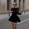 2024 European & American Vintage Long-Sleeved Lace Knitted Dress for Autumn/Winter