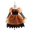 Girls' Halloween Spiderweb Patchwork Princess Dress
