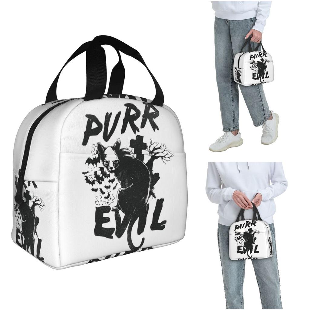Sac à lunch isotherme Purr Evil pour femmes enfants Boîtes alimentaires étanches Sac fourre-tout boîte à lunch thermique