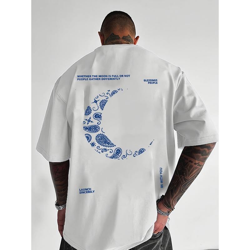 

European sizes Men S Summer Short-Sleeve Print T-Shirt 4XL білий