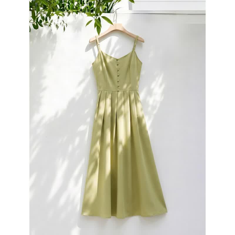 Chushen Sweet French V-Neck Midi Slip Dress