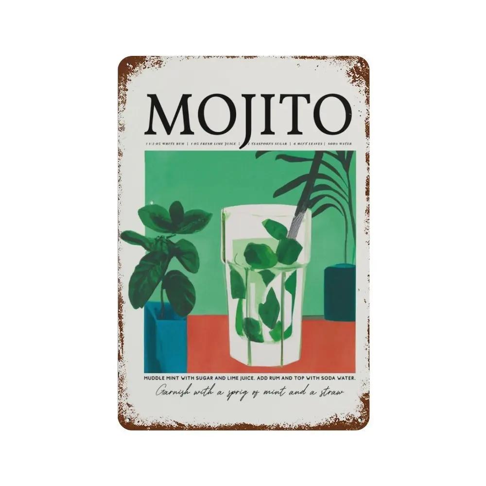 Vintage Fruit Juice Metal Tin Sign Mojito Aperol Spritz Posters and Sangria Drink Negroni Plaque for Club Bar Shop Home Decor