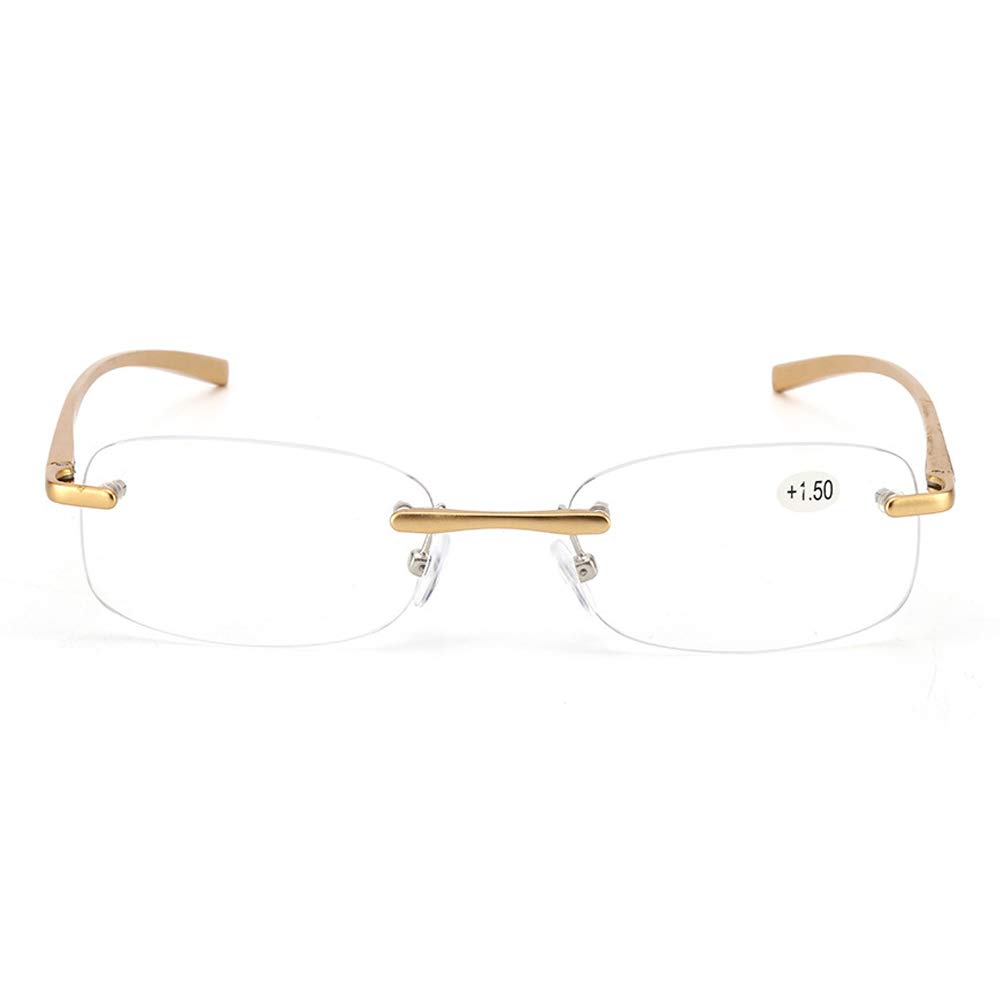 Qi Song Set Lightweight Bifocal Rimless Reading Aluminum Senior with Case Power Range To Gold [Qi Song] Three-Color Glasses, Frame, Glasses, & Cloth,