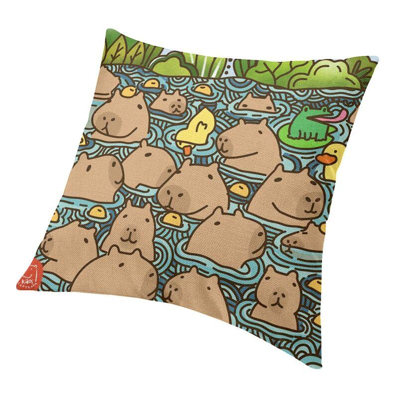 A Pond Full Of Capybara Square Pillow Cover Home Decor Cushions Throw Pillow For Living Room Double-Sided Printing