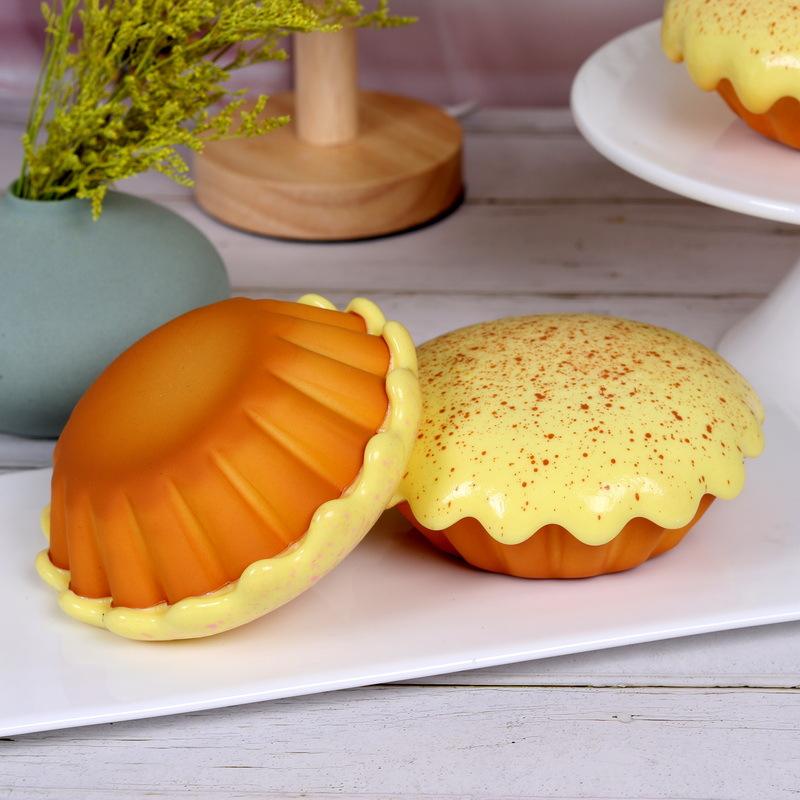 Pu Slow Rebound Food Play Squeeze Toy Simulation Tart Toast Cake Bear Model Fun Wet And Soft Feel Stress Relief Happy Fidget Toy