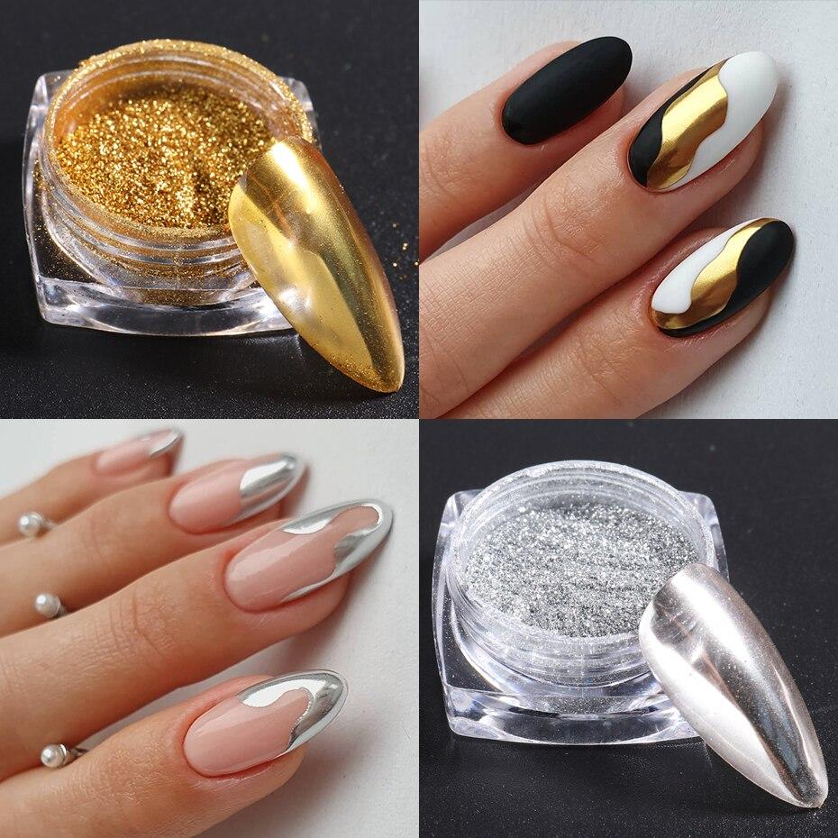 Xiaomi 23 Colors Metallic Chrome Nail Powder Set Y2K Magic Mirror Gold Silver Decor Rubbing Glitter Pigment Flakes Manicure Accessories