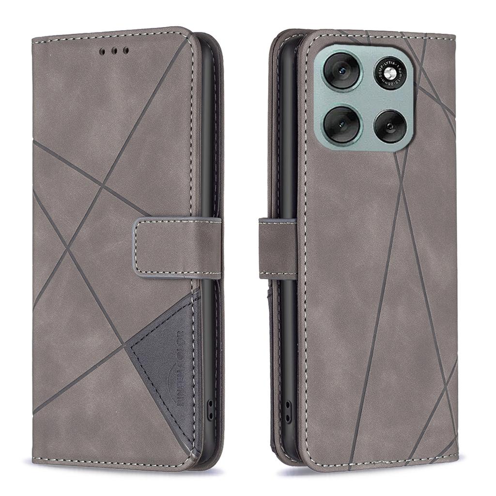 For Motorola Moto G56 5G Telefondeksel BINFEN COLOR Lommebokstativ Geometri Preget Skinncover