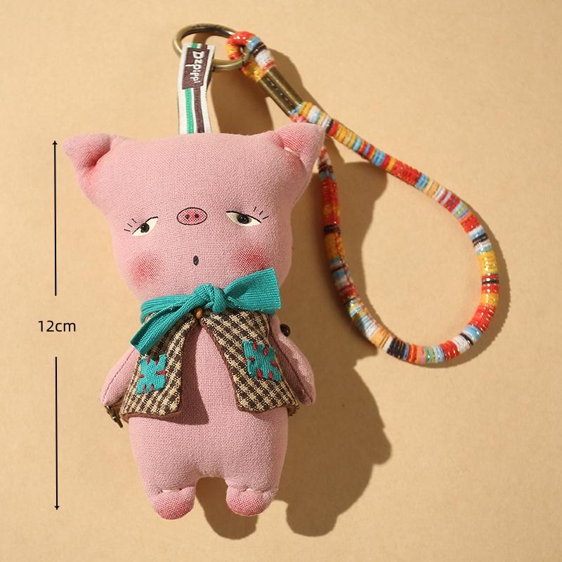 Cute Cartoon Animal Plush Keychain Rabbit Bear Fabric Pendant Fashion Keyring Unique Soft Toy For Backpack Decoration