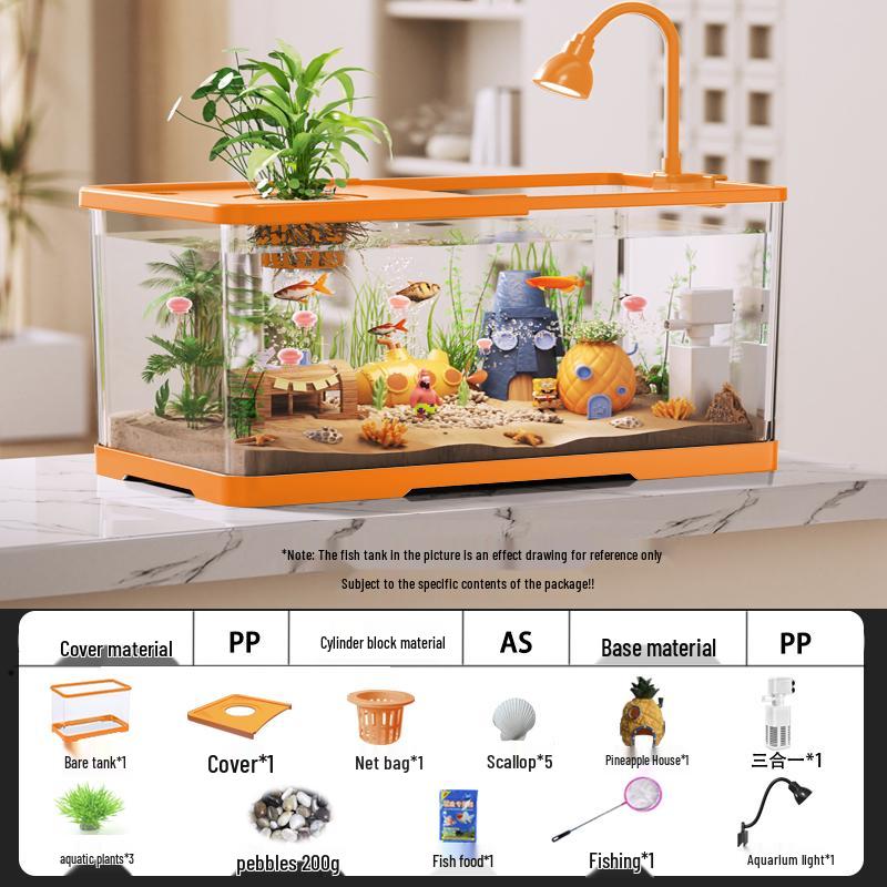 Acvariu compact ecologic 2025 pentru peștișori aurii cu filtrare, oxigenare, capac - Ideal pentru sufragerii mici